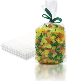 Clear Plastic Bags 5' x 2' x 12'. Pack of 100 Large Gusseted LDPE 1 mil Pouches with Bottom. Cellophane Food Storage & Packaging. Flat Treat Bags for