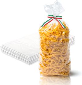 Clear Plastic Bags 8' x 3' x 20'. Pack of 100 Large Gusseted LDPE 1 mil Pouches with Bottom. Cellophane Food Storage & Packaging. Flat Treat Bags for
