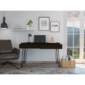 Mumbai 2 Drawers Computer Desk with Hairpin Legs -Black
