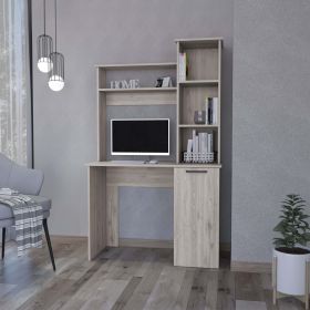 Grant Light Gray 3-Tier Storage Shelves Computer Desk