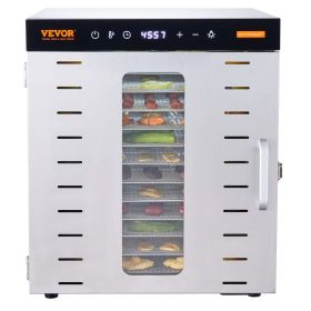 VEVOR Food Dehydrator Machine, 10 Stainless Steel Trays, 1000W Electric Food Dryer with Digital Adjustable Timer & Temperature for Jerky, Herb, Meat,