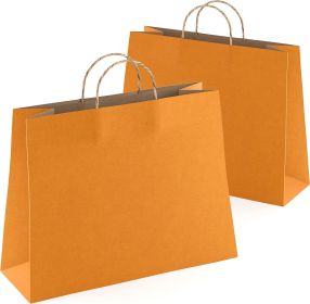 Orange Shopping Bags Bulk Pack of 25 Large Paper Bags 16 x 6 x 12 Kraft Bags with Handles 16x6x12 Paper Kraft Bag 150 GSM Wine Bag