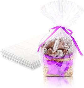 Clear Plastic Bags 6" x 3" x 15". Pack of 100 Large Gusseted PE 2 mil Pouches with Bottom. Plastic Flat Treat Bags. Cellophane Food Storage & Packagin