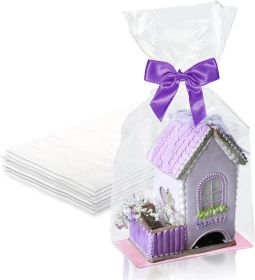 Clear Plastic Bags 8" x 4" x 20". Pack of 1000 Large Gusseted LDPE 1 mil Pouches. Cellophane Food Storage & Packaging. Treat Bags for Cookies; Sweets;