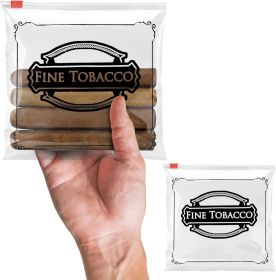 Pack of 100 Slider Zipper Tobacco Bags 6.5 x 6. Heavy Duty Printed Plastic Bags 6 1/2 x 6; Thickness 4 Mil. Low Density Polyethylene Bags. Slide Top C