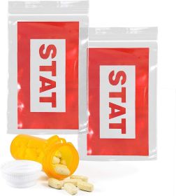 Pack of 1000 Red "STAT" Bags; Clear 6 x 9 Zipper Printed Bags with 2 mil Thick. Polyethylene Plastic Bags 6x9. Seal Top Bags for Health Needs. Ideal f