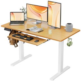 Sweetcrispy Electric Standing Desk with Keyboard Tray Large Ergonomic Computer Desk Home Office Desk,48 x 24 Inches Natural