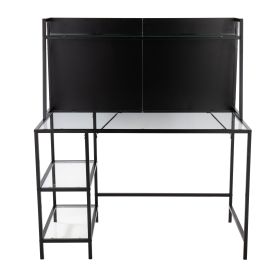 Geo Tier Contemporary Desk in Black Metal and Clear Glass by LumiSource