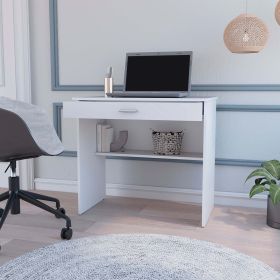 Chloe White Storage Desk with Drawer and Shelf