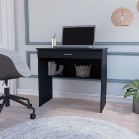 Chloe Black Storage Desk with Drawer and Shelf