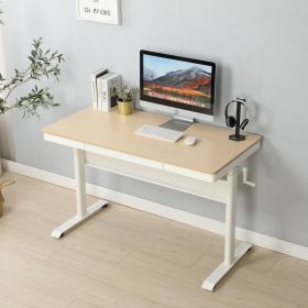 (Maple Tabletop) 48 x 24 InchesStanding Desk with Metal Drawer , Adjustable Height Stand up Desk, Sit Stand Home Office Desk, Ergonomic Workstation (Color: as Pic)