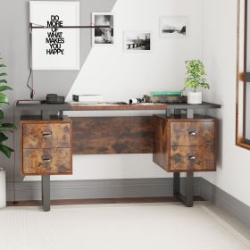 Home Office Computer Desk with 4 drawers (Color: as Pic)