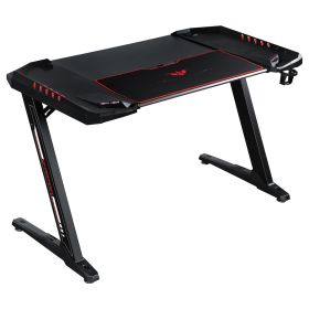 Black Gaming Desk with LED Lighting (Color: as Pic)