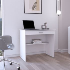 80 C Writting Desk, Compact Workstation with Drawer and Lower Shelf (Color: as Pic)